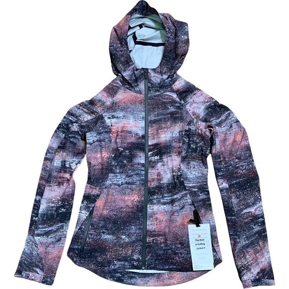 Lululemon The Rain Is Calling Jacket II in Azurite Poppy Coral Multi - Picture 3 of 11
